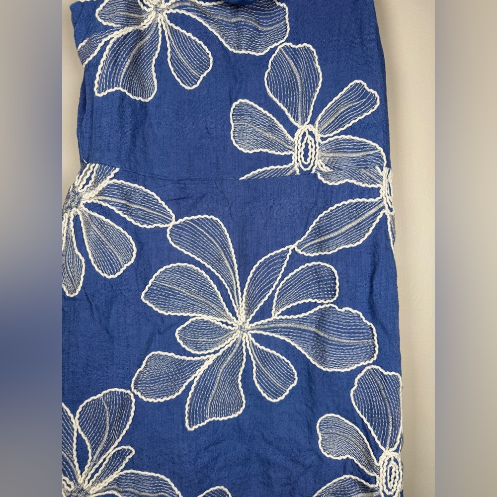 LOFT Floral Embroidered Ruffle Neck Mini Dress - Picture 8 of 12